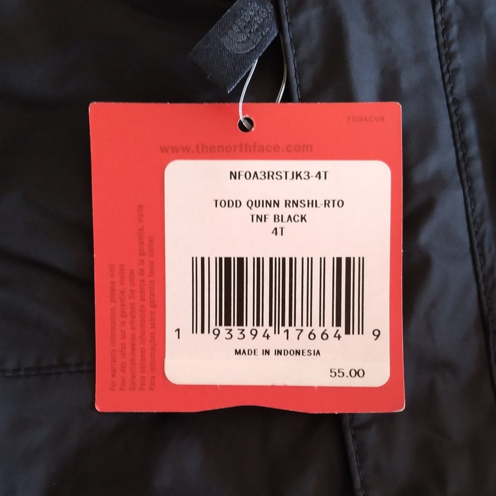 The North Face Toddler Quinn Rain Shell Jacket, 4T - TNF Black, Brand NEW, Authe - Picture 3 of 8